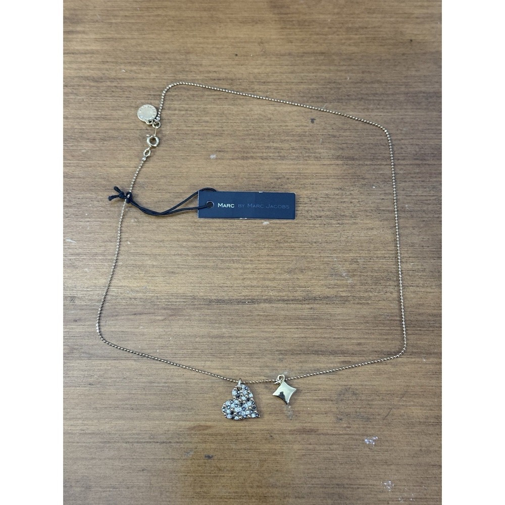 Marc Jacobs silver heart and diamond necklace